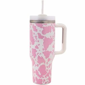 Pink Cow Print Tumbler